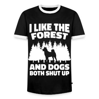 Dog Dogs Pet Funny Dog Owner - Men's Ringer Shirt - black/white - Front - AI Model Female 172 light (172cm) & AI Model Male 178 light (178cm)