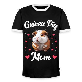 Guinea pig - Men's Ringer Shirt - black/white - Front - AI Model Female 172 light (172cm) & AI Model Male 178 light (178cm)