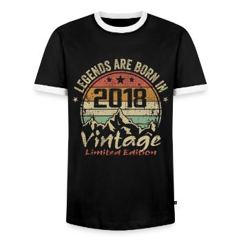 Les Légendes Sont Nées En 2018 - 2018 - T-shirt contrasté Homme - noir/blanc - Devant - AI Model Female 172 light (172cm) & AI Model Male 178 light (178cm)