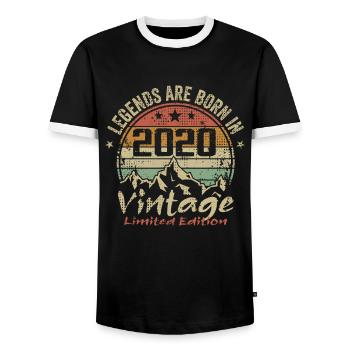 Les Légendes Sont Nées En 2020 - 2020 - T-shirt contrasté Homme - noir/blanc - Devant - AI Model Female 172 light (172cm) & AI Model Male 178 light (178cm)