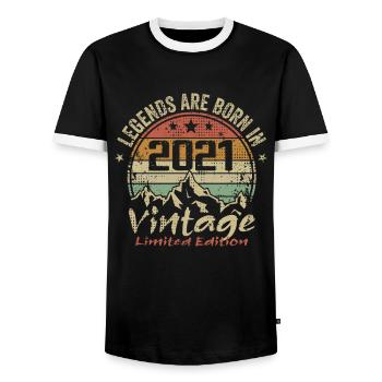 Die Legenden wurden 2021 - 2021 geboren - Männer Kontrast-T-Shirt - Schwarz/Weiß - Vorne - AI Model Female 172 light (172cm) & AI Model Male 178 light (178cm)