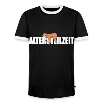 Altersteilzeit ATZ - Männer Kontrast-T-Shirt - Schwarz/Weiß - Vorne - AI Model Female 172 light (172cm) & AI Model Male 178 light (178cm)