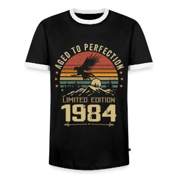 1984 Original Vintage Anniversaire 1984 rétro - T-shirt contrasté Homme - noir/blanc - Devant - AI Model Female 172 light (172cm) & AI Model Male 178 light (178cm)