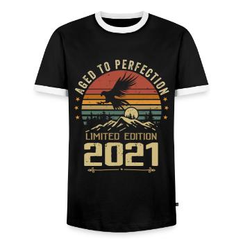 2021 Original Vintage Retro 2021 Jubiläum - Männer Kontrast-T-Shirt - Schwarz/Weiß - Vorne - AI Model Female 172 light (172cm) & AI Model Male 178 light (178cm)