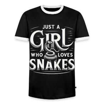 Snake, Snake, Animal - Men's Ringer Shirt - black/white - Front - AI Model Female 172 light (172cm) & AI Model Male 178 light (178cm)