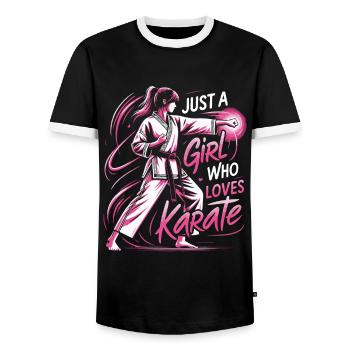Karaté Karaté Combattant Arts martiaux - T-shirt contrasté Homme - noir/blanc - Devant - AI Model Female 172 light (172cm) & AI Model Male 178 light (178cm)