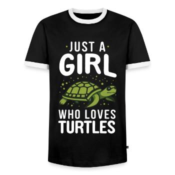 Turtle Sea Turtle Turtle Animal - Men's Ringer Shirt - black/white - Front - AI Model Female 172 light (172cm) & AI Model Male 178 light (178cm)