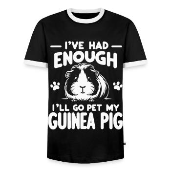 Guinea pig - Men's Ringer Shirt - black/white - Front - AI Model Female 172 light (172cm) & AI Model Male 178 light (178cm)