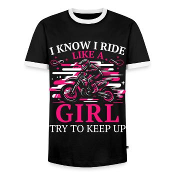 Motocross Dirtbike Supermoto - Männer Kontrast-T-Shirt - Schwarz/Weiß - Vorne - AI Model Female 172 light (172cm) & AI Model Male 178 light (178cm)