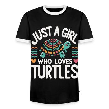 Turtle Sea Turtle Turtle Animal - Men's Ringer Shirt - black/white - Front - AI Model Female 172 light (172cm) & AI Model Male 178 light (178cm)