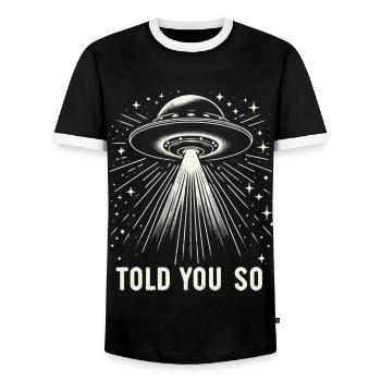 Alien UFO Aliens Außerirdischer - Men's Ringer Shirt - black/white - Front - AI Model Female 172 light (172cm) & AI Model Male 178 light (178cm)