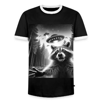 Alien UFO Aliens Außerirdischer - Männer Kontrast-T-Shirt - Schwarz/Weiß - Vorne - AI Model Female 172 light (172cm) & AI Model Male 178 light (178cm)
