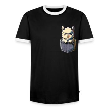 Alpaka Llama - Männer Kontrast-T-Shirt - Schwarz/Weiß - Vorne - AI Model Female 172 light (172cm) & AI Model Male 178 light (178cm)