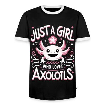 Poisson axolotl - T-shirt contrasté Homme - noir/blanc - Devant - AI Model Female 172 light (172cm) & AI Model Male 178 light (178cm)