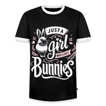 Hase Häschen Tier Haustier Hasen - Männer Kontrast-T-Shirt - Schwarz/Weiß - Vorne - AI Model Female 172 light (172cm) & AI Model Male 178 light (178cm)