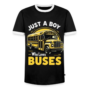 Bus Busfahrer Schulbus - Männer Kontrast-T-Shirt - Schwarz/Weiß - Vorne - AI Model Female 172 light (172cm) & AI Model Male 178 light (178cm)