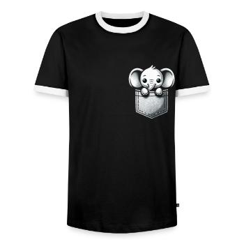 Elefant Tier Elefanten Zoo - Männer Kontrast-T-Shirt - Schwarz/Weiß - Vorne - AI Model Female 172 light (172cm) & AI Model Male 178 light (178cm)