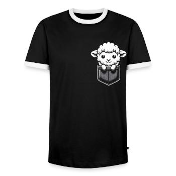 Schaf Schafe Bauer Lamm Landwirt - Männer Kontrast-T-Shirt - Schwarz/Weiß - Vorne - AI Model Female 172 light (172cm) & AI Model Male 178 light (178cm)