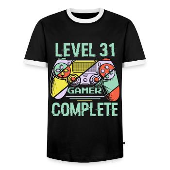 Level 31 Complete 31 Years Old Gamer Level 31 Complete - Men's Ringer Shirt - black/white - Front - AI Model Female 172 light (172cm) & AI Model Male 178 light (178cm)