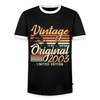 Anniversaire Millésime Fabriqué en 2003 Retro 2003 - T-shirt contrasté Homme - noir/blanc - Devant - AI Model Female 172 light (172cm) & AI Model Male 178 light (178cm)