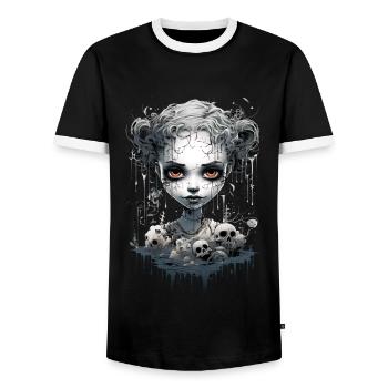 Gothic Girl Halloween Fantasy Dark - Men's Ringer Shirt - black/white - Front - AI Model Female 172 light (172cm) & AI Model Male 178 light (178cm)