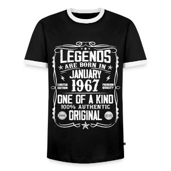 Cadeau D'anniversaire Nées En Janvier 1967 - T-shirt contrasté Homme - noir/blanc - Devant - AI Model Female 172 light (172cm) & AI Model Male 178 light (178cm)