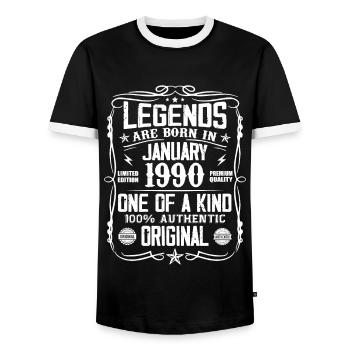 Cadeau D'anniversaire Nées En Janvier 1990 - T-shirt contrasté Homme - noir/blanc - Devant - AI Model Female 172 light (172cm) & AI Model Male 178 light (178cm)