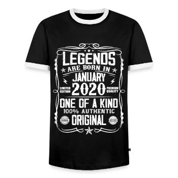 Cadeau D'anniversaire Nées En Janvier 2020 - T-shirt contrasté Homme - noir/blanc - Devant - AI Model Female 172 light (172cm) & AI Model Male 178 light (178cm)