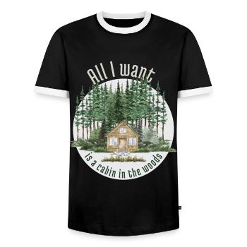 Alles, was ich will, ist eine Hütte im Wald - Männer Kontrast-T-Shirt - Schwarz/Weiß - Vorne - AI Model Female 172 light (172cm) & AI Model Male 178 light (178cm)