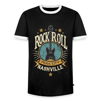 Nashville Rock & Roll Music City Musik Geschenk - Männer Kontrast-T-Shirt - Schwarz/Weiß - Vorne - AI Model Female 172 light (172cm) & AI Model Male 178 light (178cm)