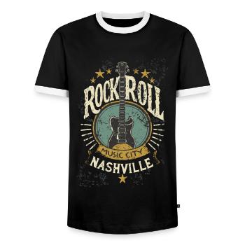 Nashville Rock & Roll Music City Musik Geschenk - Männer Kontrast-T-Shirt - Schwarz/Weiß - Vorne - AI Model Female 172 light (172cm) & AI Model Male 178 light (178cm)