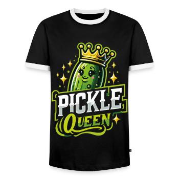 Concombre, Cornichon, Cornichon, Aneth alimentaire - T-shirt contrasté Homme - noir/blanc - Devant - AI Model Female 172 light (172cm) & AI Model Male 178 light (178cm)