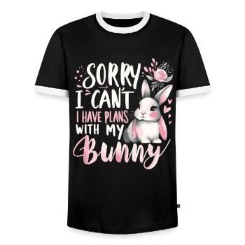 Lapin, Lapin, Animal, Animal De Compagnie, Lapins - T-shirt contrasté Homme - noir/blanc - Devant - AI Model Female 172 light (172cm) & AI Model Male 178 light (178cm)