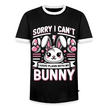 Lapin, Lapin, Animal, Animal De Compagnie, Lapins - T-shirt contrasté Homme - noir/blanc - Devant - AI Model Female 172 light (172cm) & AI Model Male 178 light (178cm)