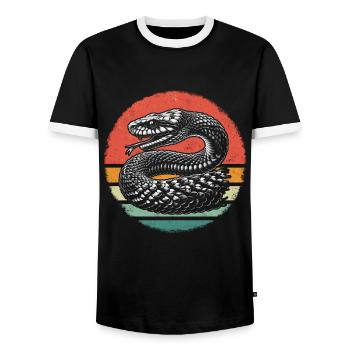 Snake, Snake, Animal - Men's Ringer Shirt - black/white - Front - AI Model Female 172 light (172cm) & AI Model Male 178 light (178cm)