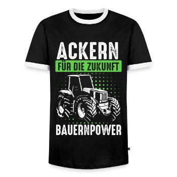 Tractor Farmer Farmer Tractor Tractor Driver - Men's Ringer Shirt - black/white - Front - AI Model Female 172 light (172cm) & AI Model Male 178 light (178cm)