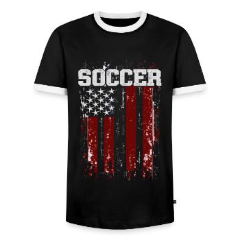 SOCCER Fußball Amerika USA Grunge Flagge - Männer Kontrast-T-Shirt - Schwarz/Weiß - Vorne - AI Model Female 172 light (172cm) & AI Model Male 178 light (178cm)