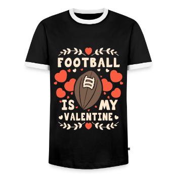 Football Is My Valentine - American Football - Männer Kontrast-T-Shirt - Schwarz/Weiß - Vorne - AI Model Female 172 light (172cm) & AI Model Male 178 light (178cm)