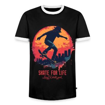 Skateboarder Skateboard Skate Skater Sonne - Männer Kontrast-T-Shirt - Schwarz/Weiß - Vorne - AI Model Female 172 light (172cm) & AI Model Male 178 light (178cm)