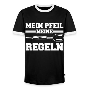 Fléchettes Fléchettes Joueur de fléchettes Fléchettes Sport - T-shirt contrasté Homme - noir/blanc - Devant - AI Model Female 172 light (172cm) & AI Model Male 178 light (178cm)