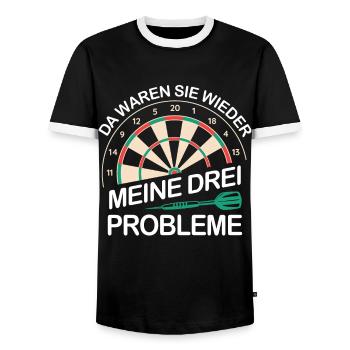 Fléchettes Fléchettes Joueur de fléchettes Fléchettes Sport - T-shirt contrasté Homme - noir/blanc - Devant - AI Model Female 172 light (172cm) & AI Model Male 178 light (178cm)