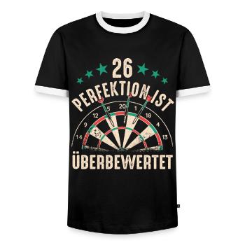 Fléchettes Fléchettes Joueur de fléchettes Fléchettes Sport - T-shirt contrasté Homme - noir/blanc - Devant - AI Model Female 172 light (172cm) & AI Model Male 178 light (178cm)