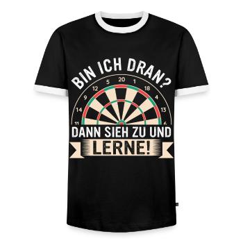 Fléchettes Fléchettes Joueur de fléchettes Fléchettes Sport - T-shirt contrasté Homme - noir/blanc - Devant - AI Model Female 172 light (172cm) & AI Model Male 178 light (178cm)