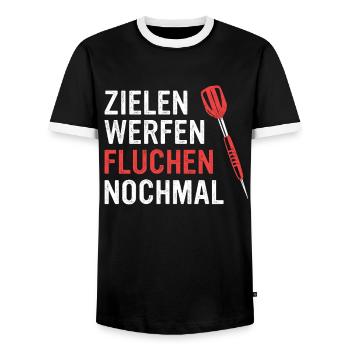 Fléchettes Fléchettes Joueur de fléchettes Fléchettes Sport - T-shirt contrasté Homme - noir/blanc - Devant - AI Model Female 172 light (172cm) & AI Model Male 178 light (178cm)