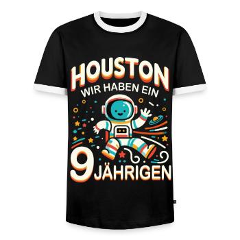 Cadeau d’anniversaire 9 ans Anniversaire garçon - T-shirt contrasté Homme - noir/blanc - Devant - AI Model Female 172 light (172cm) & AI Model Male 178 light (178cm)