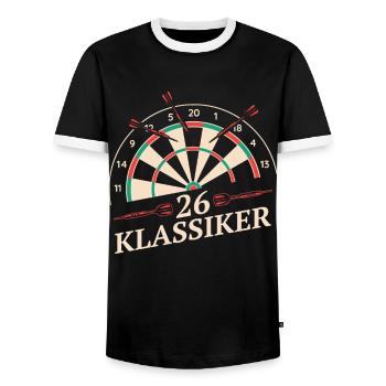 Fléchettes Fléchettes Flécheurs Joueurs de fléchettes - T-shirt contrasté Homme - noir/blanc - Devant - AI Model Female 172 light (172cm) & AI Model Male 178 light (178cm)