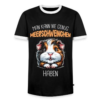 Cochon d’Inde à poil long chiens à crête à poil long - T-shirt contrasté Homme - noir/blanc - Devant - AI Model Female 172 light (172cm) & AI Model Male 178 light (178cm)