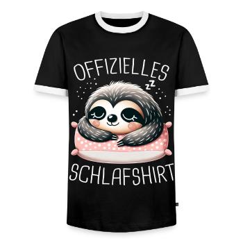 Sloth, Sloths, Animal, Sleeping, Lazy - Men's Ringer Shirt - black/white - Front - AI Model Female 172 light (172cm) & AI Model Male 178 light (178cm)