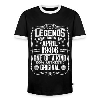 Les Légendes Sont Nées En Avril 1986 - Cadeau 1986 - T-shirt contrasté Homme - noir/blanc - Devant - AI Model Female 172 light (172cm) & AI Model Male 178 light (178cm)