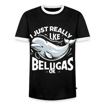 Beluga Whale Ocean Belugas Whales - Men's Ringer Shirt - black/white - Front - AI Model Female 172 light (172cm) & AI Model Male 178 light (178cm)